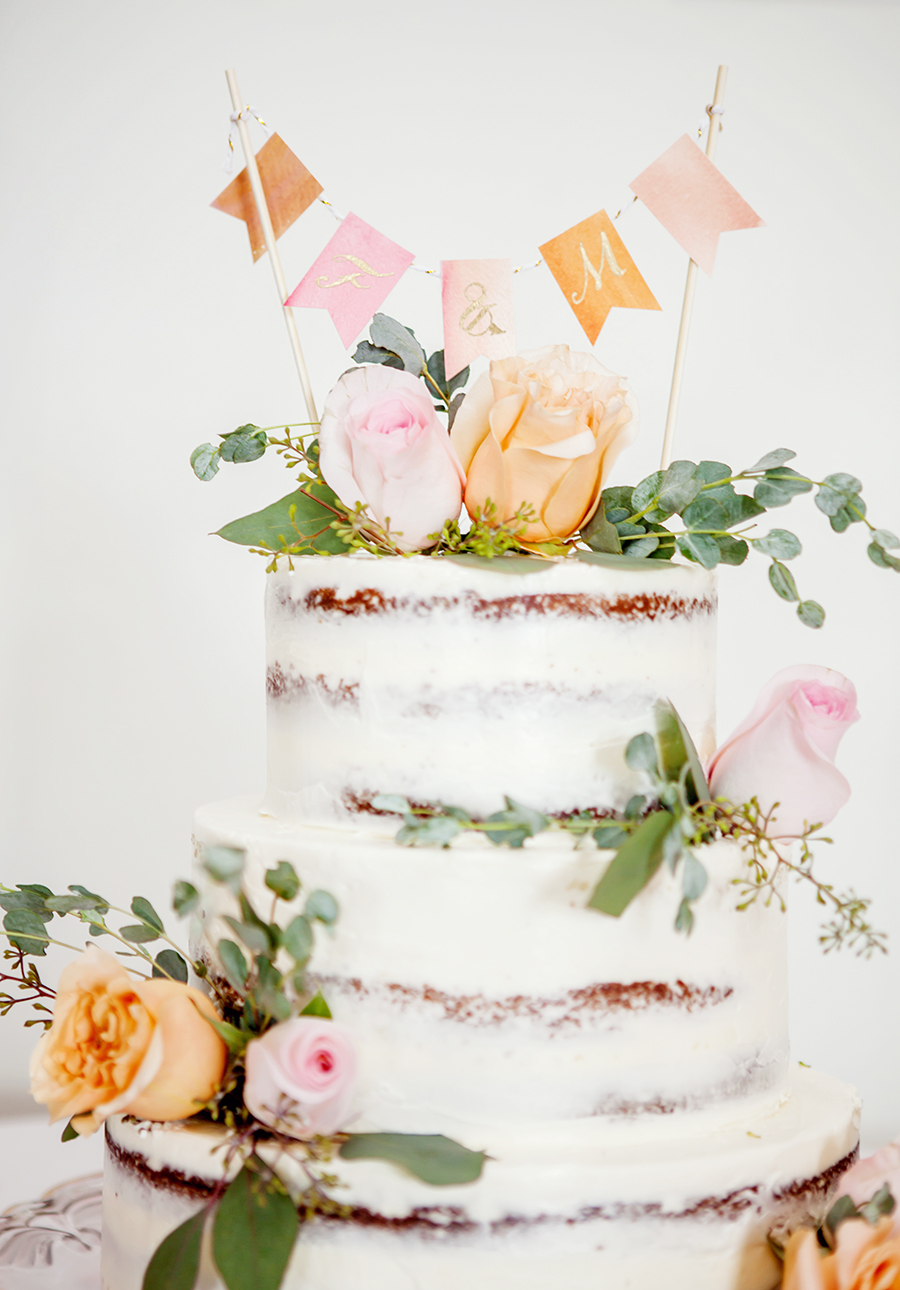 Wedding DIY /// Watercolor Bunting Cake Topper Design