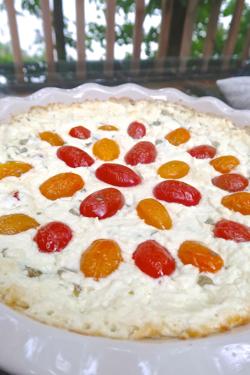 Scrumpdillyicious Garlic Herb Tomato Goat Cheese, Feta & Ricotta Dip