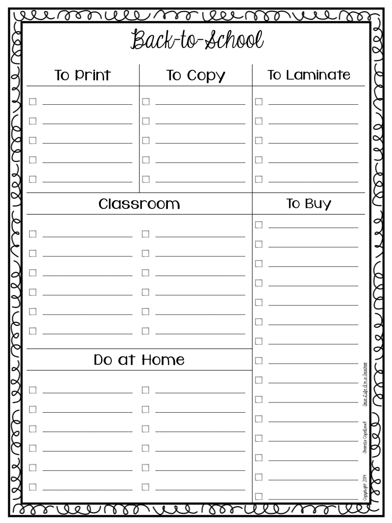 checklist for school