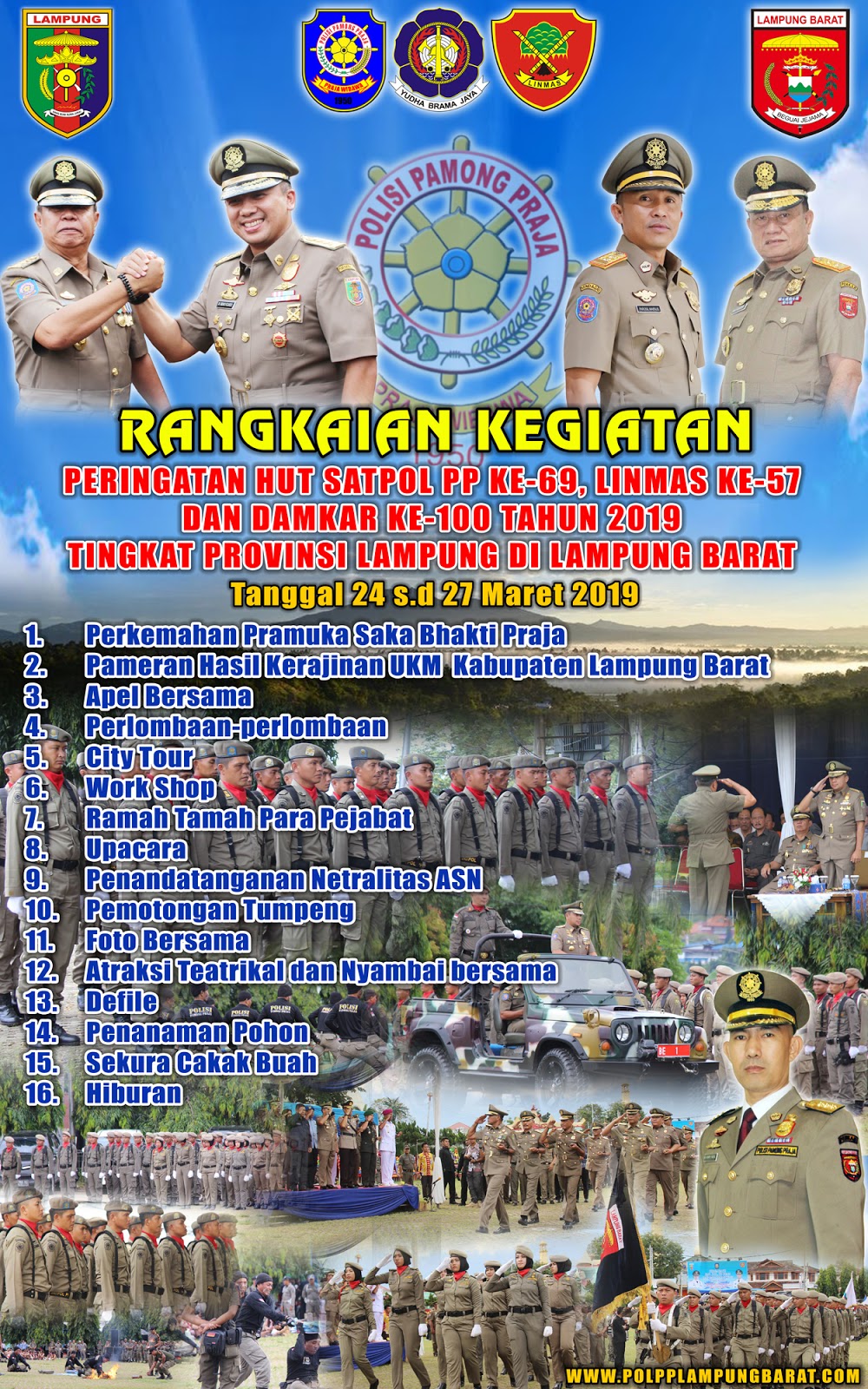 Banner Baliho Spanduk Peringatan Hut Satpol Pp Ke 69 Linmas Ke 57 Damkar Ke 100 Tingkat Provinsi Lampung