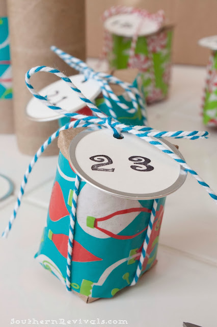 DIY Christmas Advent Calendar with Cardboard Tube Treat Boxes