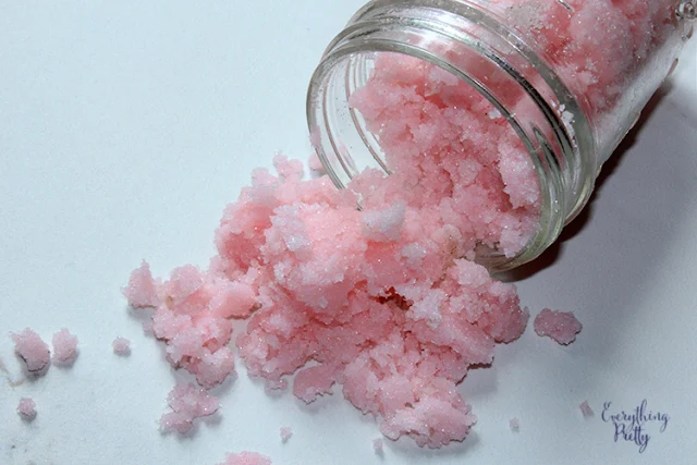 Easy to make pink lemonade sugar scrub recipe with melt and pour soap to cleanse as it scrubs.