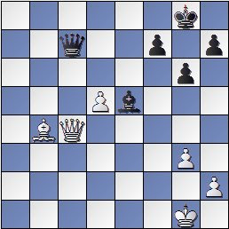 Partida Alekhine - Valles en el IV Torneo Internacional de Ajedrez de Sabadell 1945, posición después de 37...Dc7