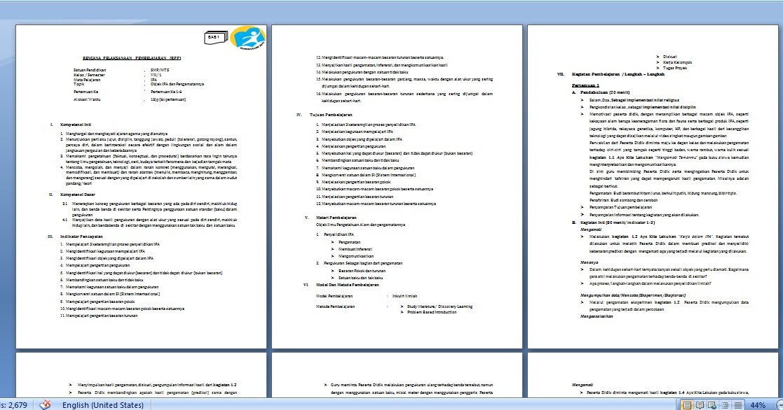 Rumah Polaris RPP IPA SMP kelas vii Kurikulum 2013 Revisi