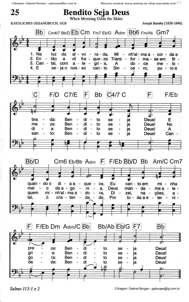 Bendito Seja Deus Hinário Adventista do Sétimo Dia Nr. 025 Perfil JA.