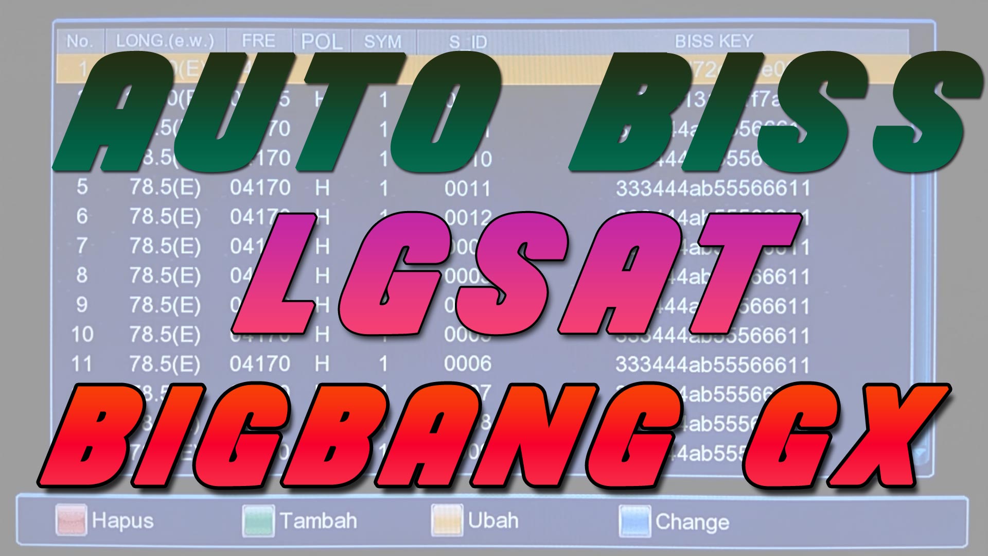 Cara Menggunakan Auto Biss Key di Lgsat Bigbang Guoxin GX6605S