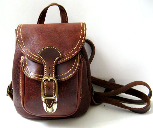 Roots Leather Bag Brown Backpack Mini