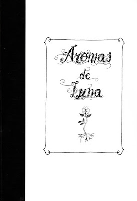 Portada "Aromas de Luna" álbum de poesías, poemas, ilustración editorial, tipografía, libro, book