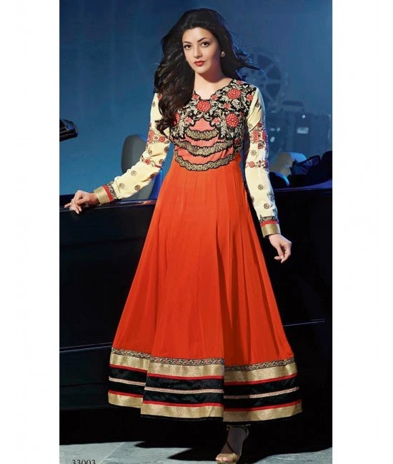 Kajal Agarwal in Orange Designer Dress