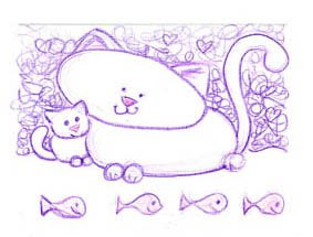Mama Cat & her Kitten (c) Kimberly Austin Daly illustration