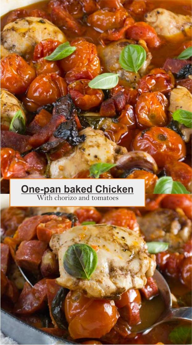 Onepan baked chicken with chorizo and tomatoes Recipe Spesial Food