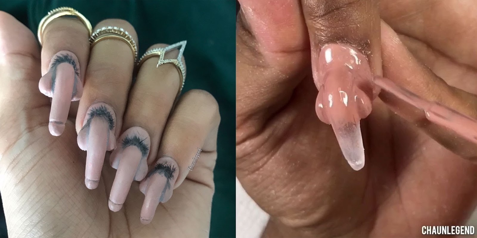Pussy and dick nail art