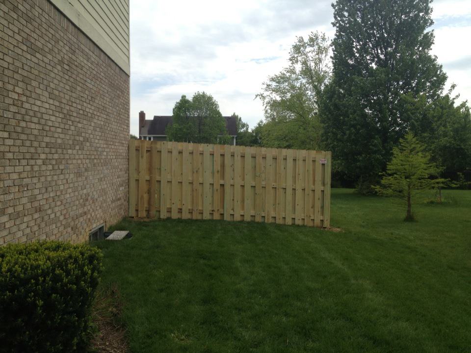 K & M Fence 6' Tall Shadow Box Privacy Fence using Treated Pine