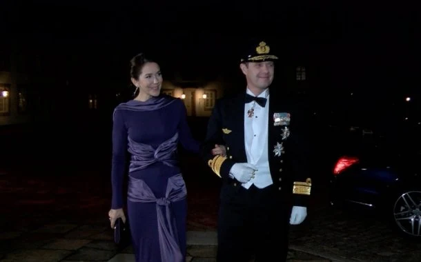 Rear Admiral of the Navy, Crown Prince Frederik and Crown Princess Mary of Denmark attended the gala dinner