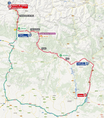 Mapa Etapa 16 La Vuelta2013. Graus / Sallent De Gállego. Aramón Formigal