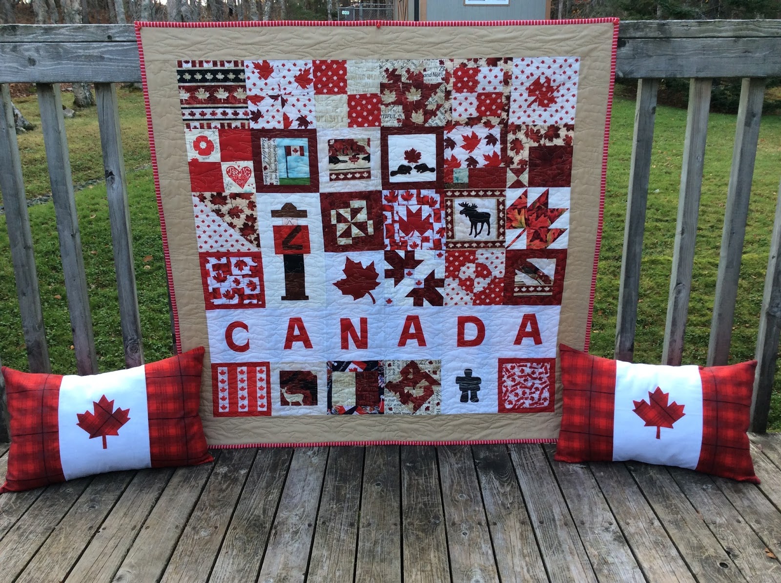AlliKat Quilts Canada 150 Quilt & More Canada Flag Cushions