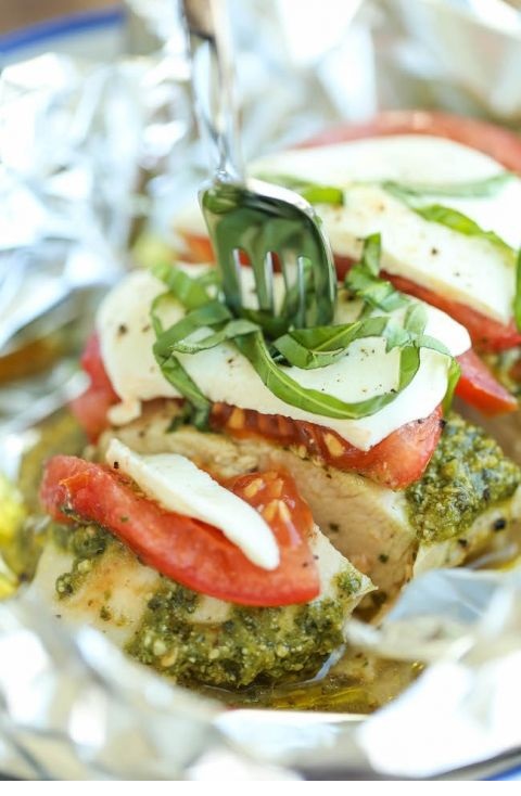 Pesto Caprese Chicken In Foil