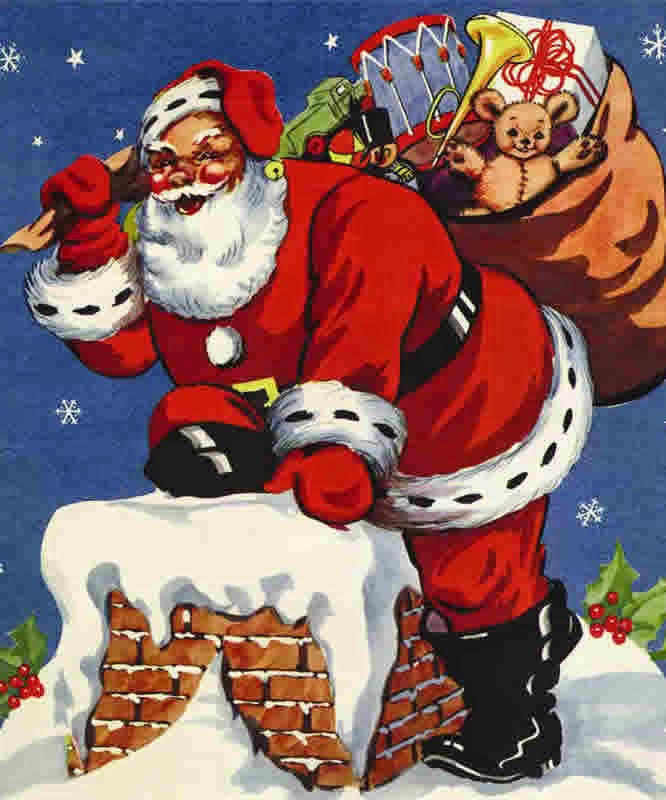 Santa climbing down chimneys