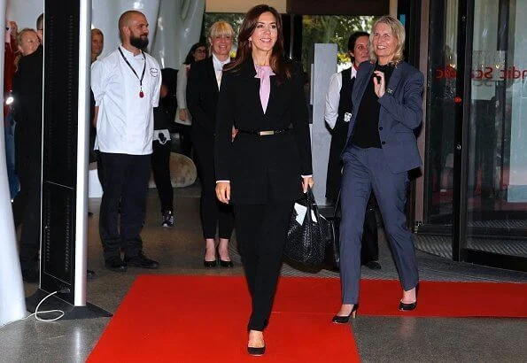 Crown Princess Mary wore ZARA and Hugo Boss banora pleat-neck silk blouse