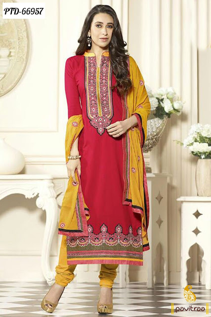 Red Color Chiffon Party Wear Salwar Suits Online Shopping Collection In Affordable Price