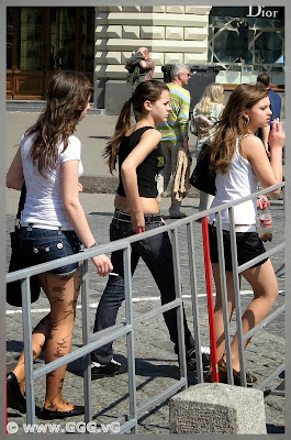 Girls in shorts on the street