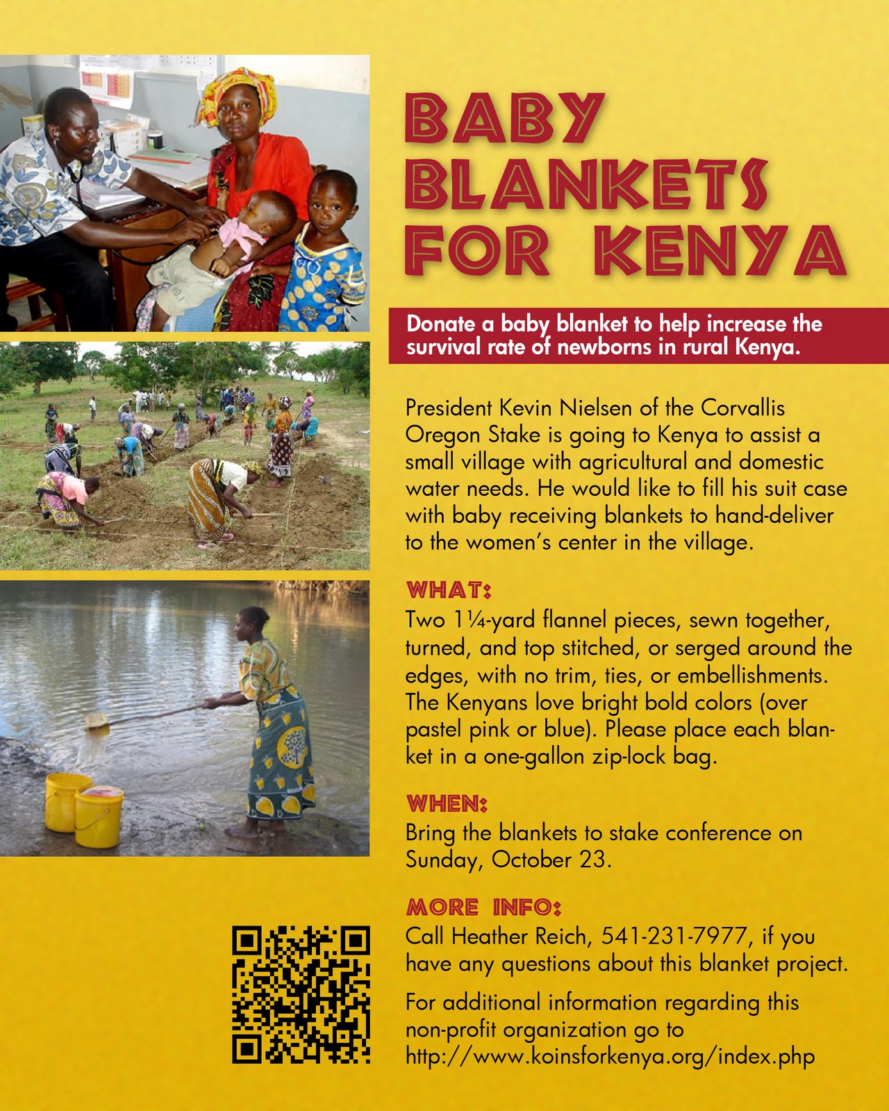 Koins for Kenya Baby Blankets and Dams