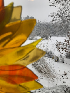sunflower with snow in background