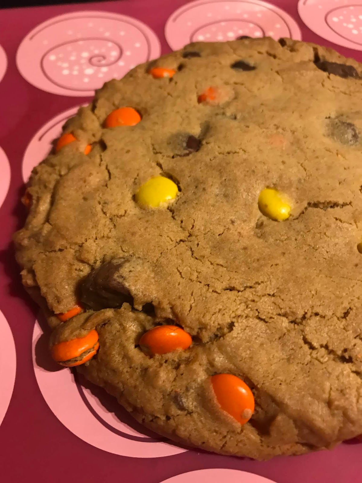 Laura's Culinary Adventures Peanut Butter Cookie for one with Reese's baking cups and Reese's