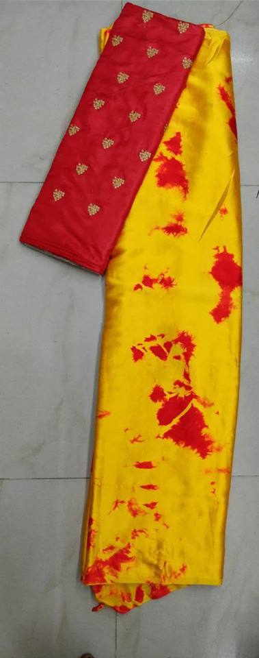 Satin shibori saree with designer blouse | Buy online satin sarees