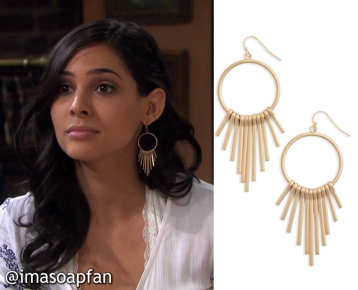 Gabi Hernandez's Goldtone Fringe Circle Earrings - Days of Our Lives, Season 51, Episode 09/15/16, Camila Banus