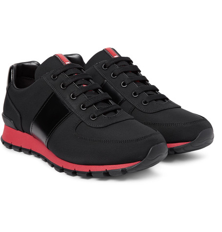 Game, Set, Match: Prada Match Race Leather-Trimmed Canvas Sneakers ...