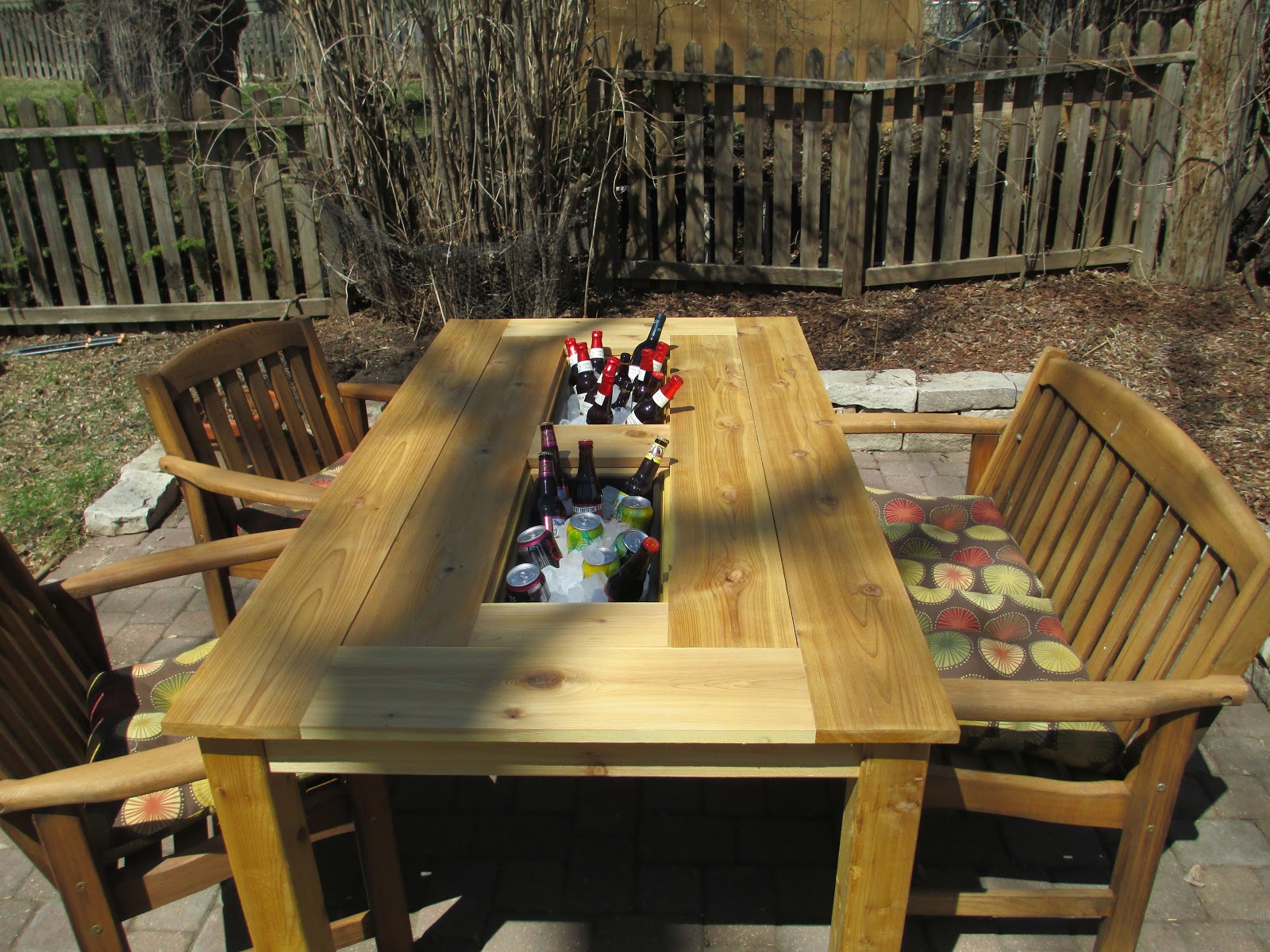 KRUSE'S Patio Party Table with Built In Beer/Wine Ice Coolers