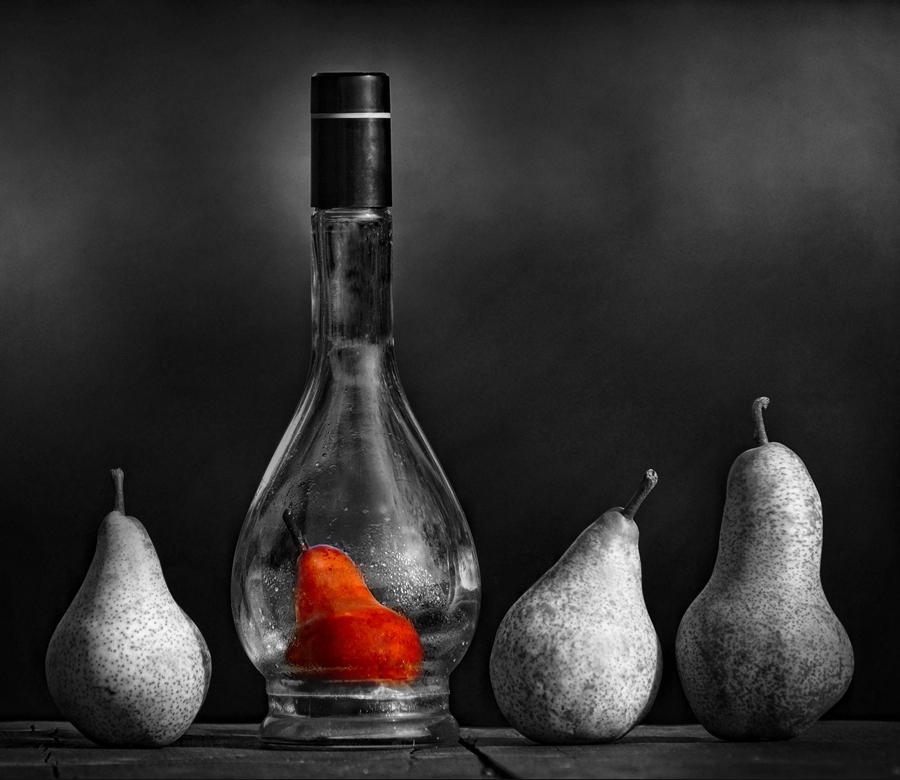 Still life black and white photography with color Black