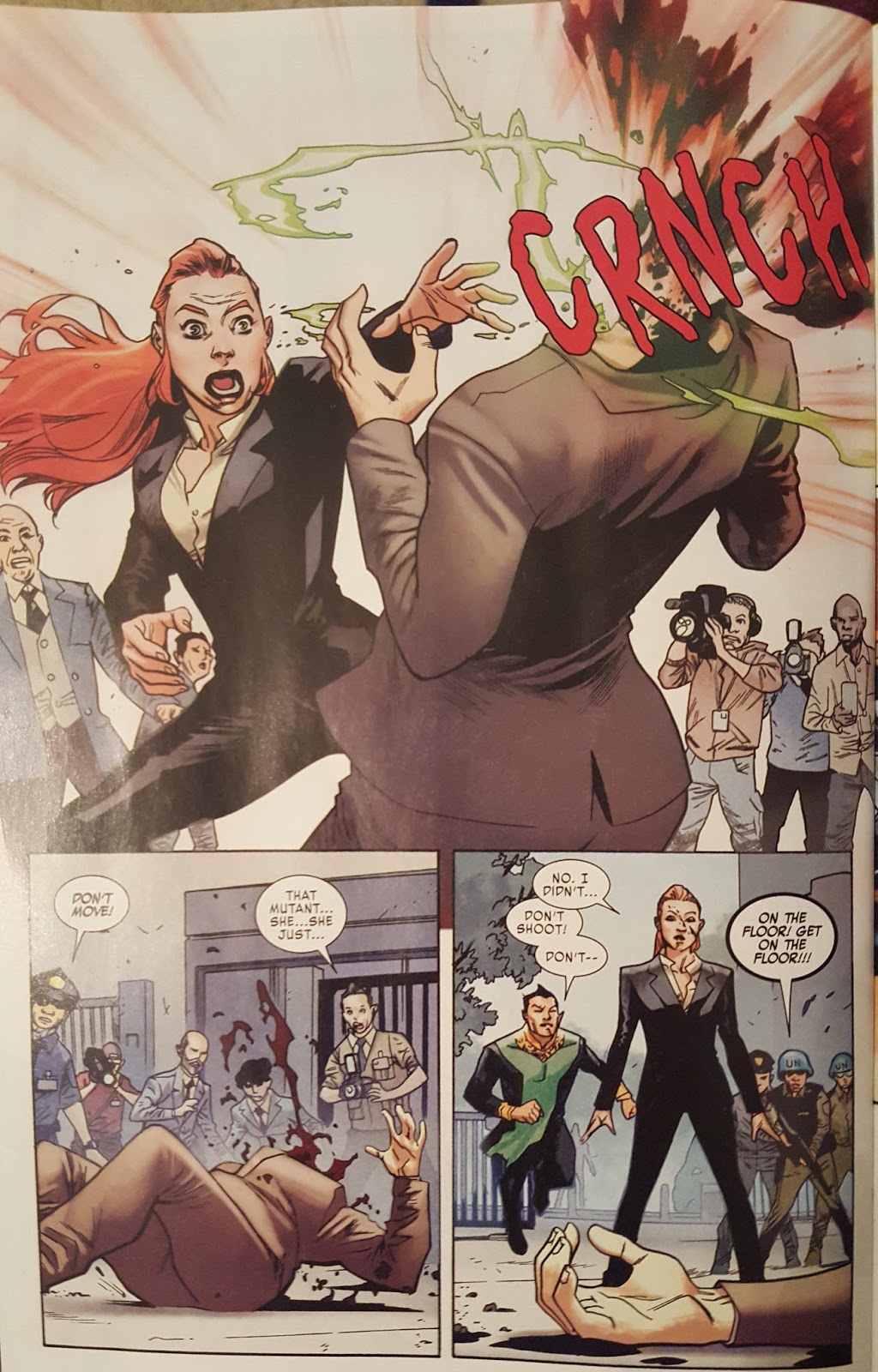 Aside from the superfluous violence, notice how masculine Jean Grey's drawn here? The Four Color Media Monitor: April 2018