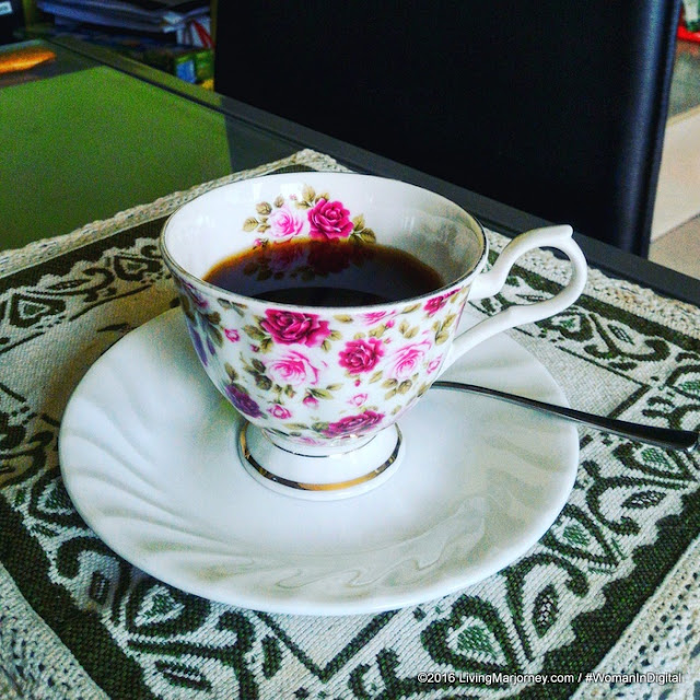 Floral Cup from Italy with Starbucks Brewed Coffee