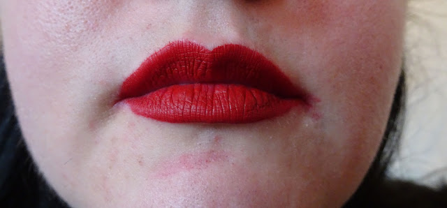 A close up of Stunna Lip Paint on lips after several hours