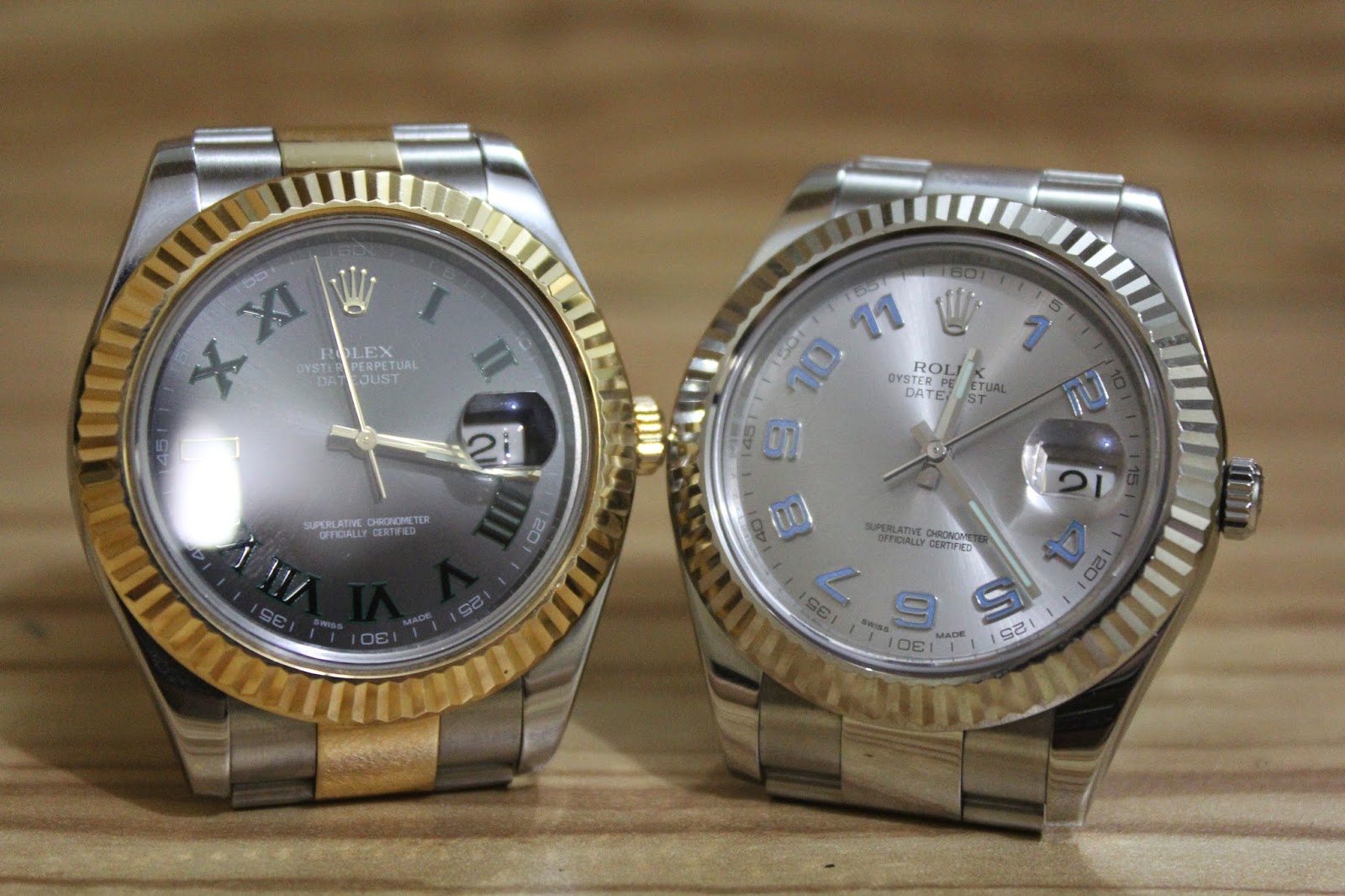rolex datejust grey dial green numbers