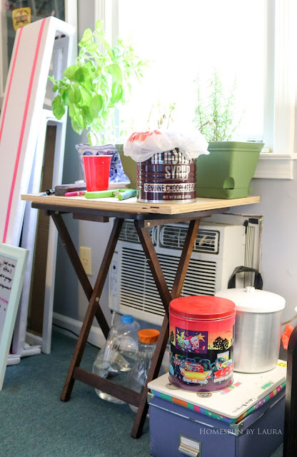 DIY copper and wood plant stand, laptop shelf - easy cheap inexpensive project