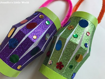 Glittery cardboard lanterns craft