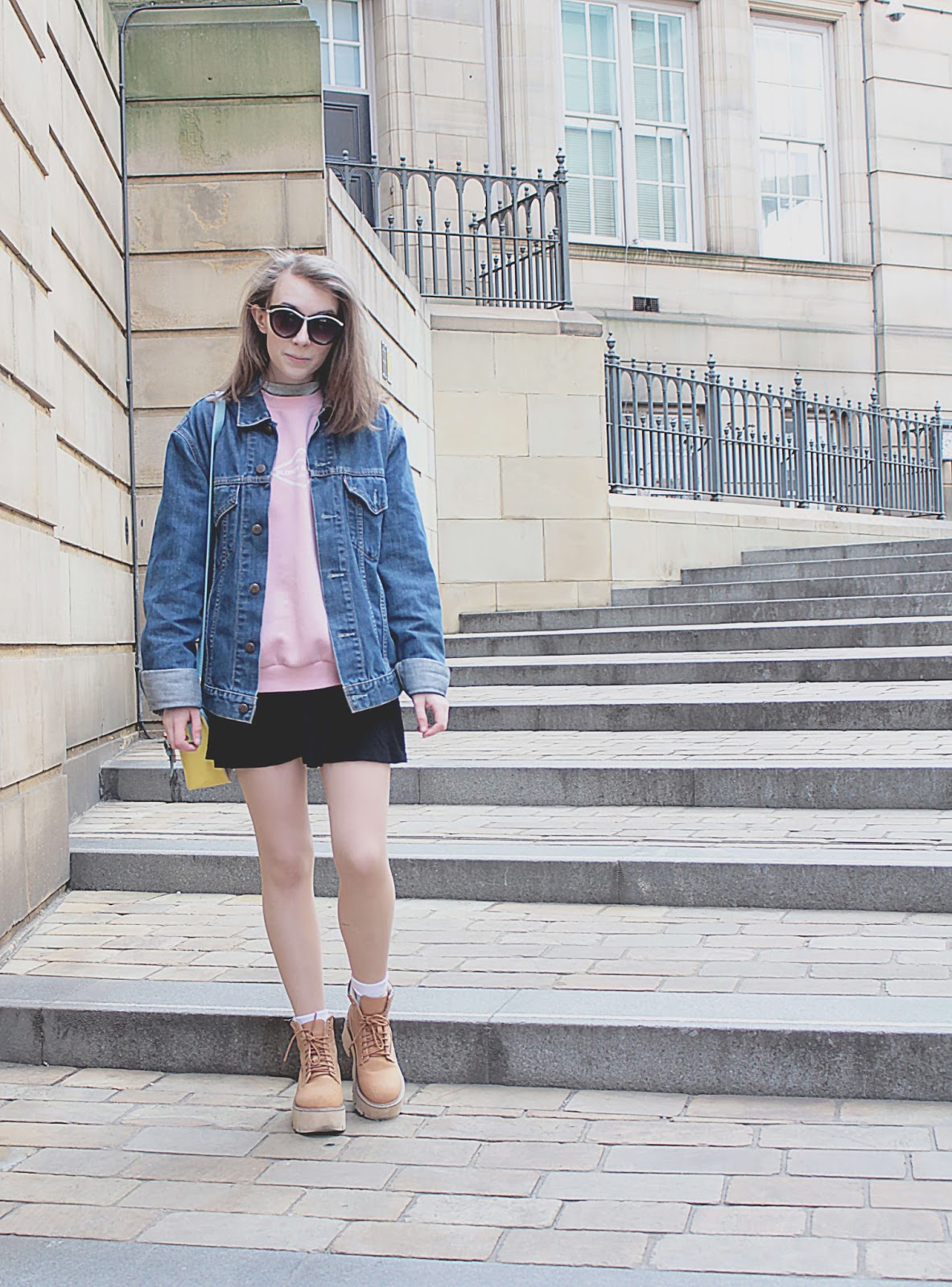 cute spring outfit denim jacket pastel colours uk fashion blogger ootd inspiration