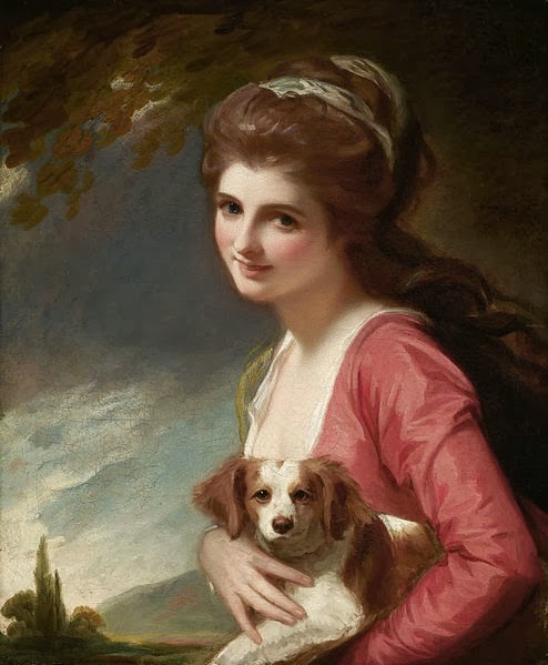 Image of a girl, sitting with a dog, smiling