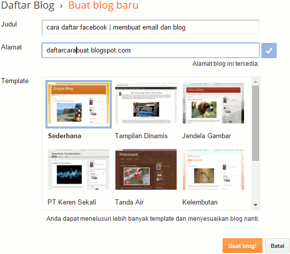 cara membuat blog di blogspot