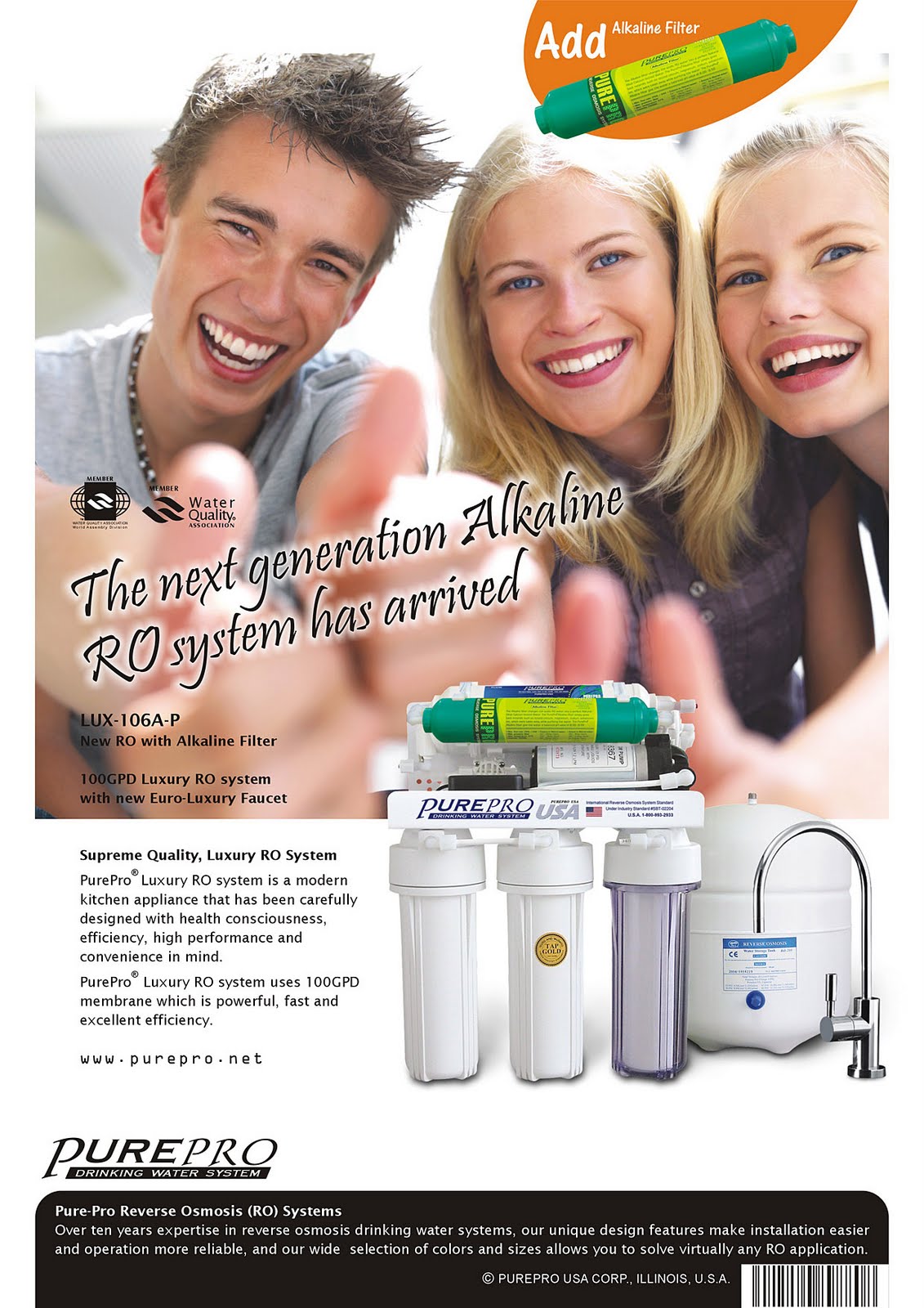 PurePro® LUX-106A-P Reverse Osmosis Water Filtration System
