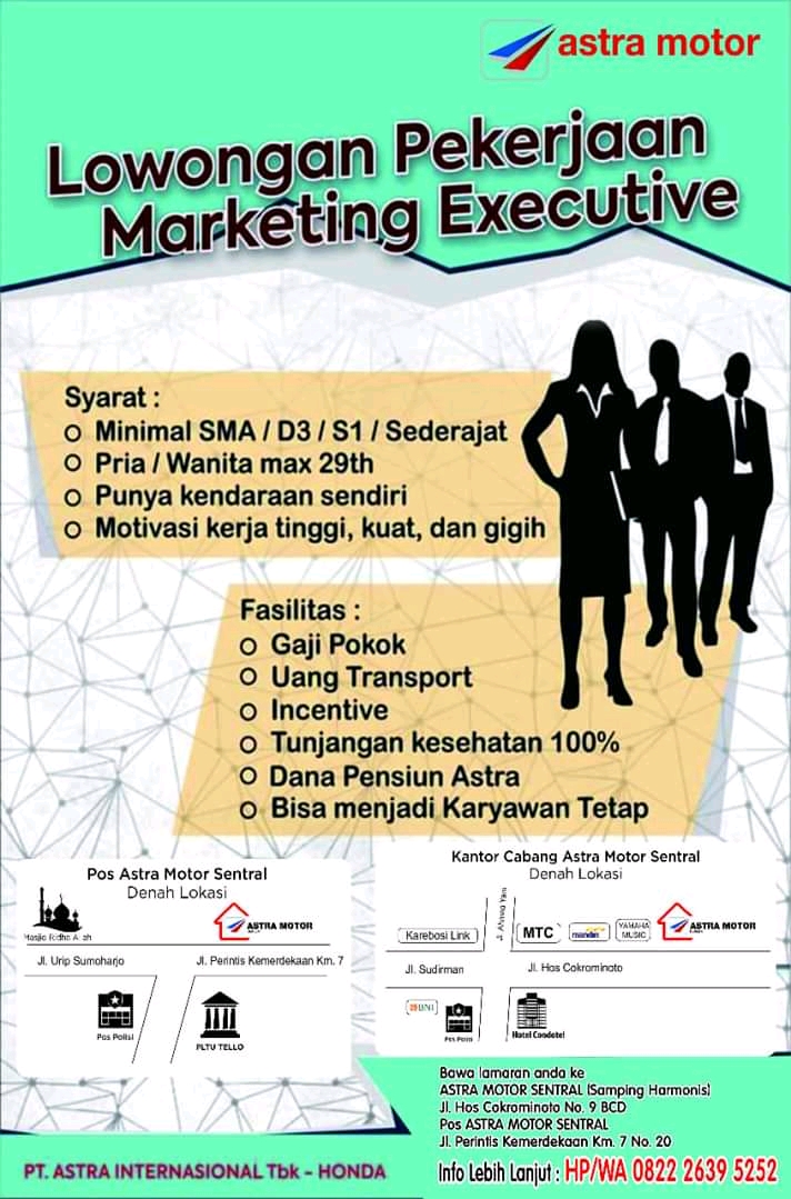 Lowongan Kerja Loker Sma Marketing Executive Astra Motor Makassar