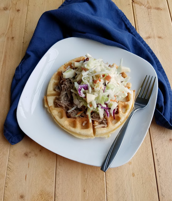 waffle with cider pulled pork and apple slaw waffle with cider pulled pork and apple slaw