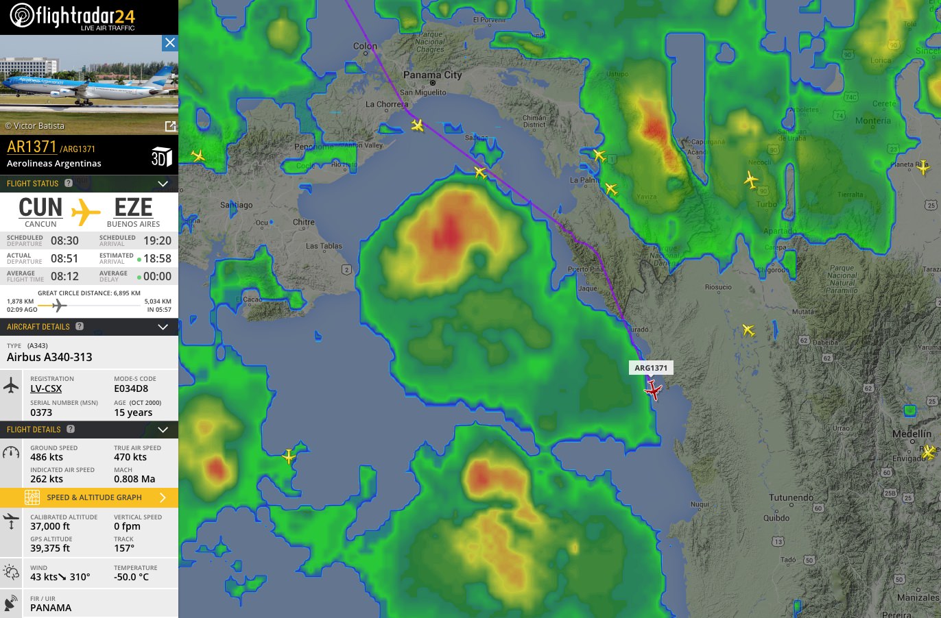 precipitation is an excellent way to visualize flight path deviations like this aerolineas argentinas a340 avoiding storms south of panama lightning precipitation is an excellent way to visualize flight path deviations like this aerolineas argentinas a340 avoiding storms south of panama lightning