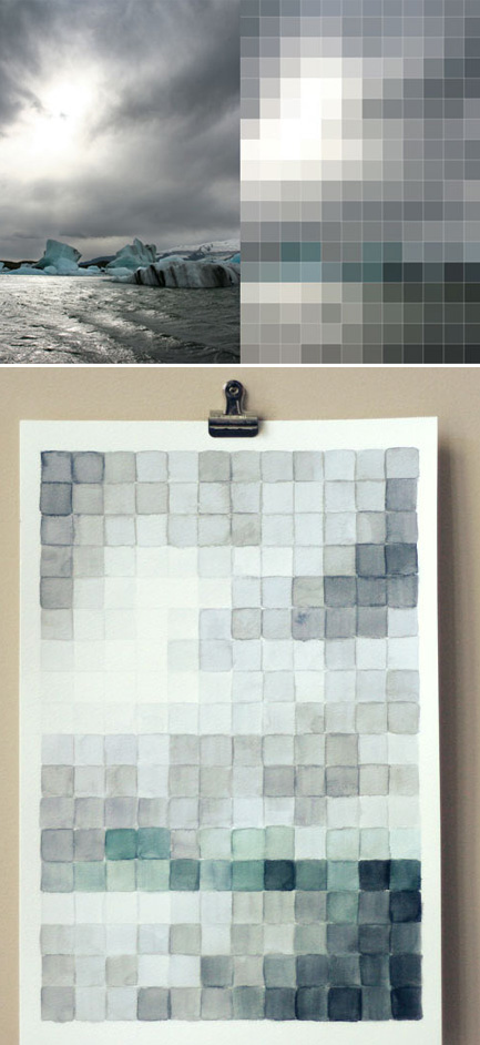 Watercolor pixel art Watercolor pixel art