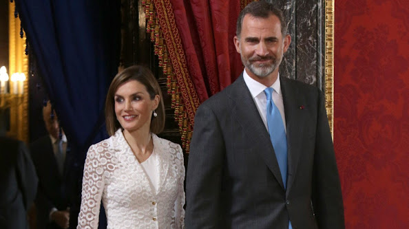 King Felipe and Queen Letizia and Romanian President Klaus Werner Iohannis and wife Carmen Iohannis