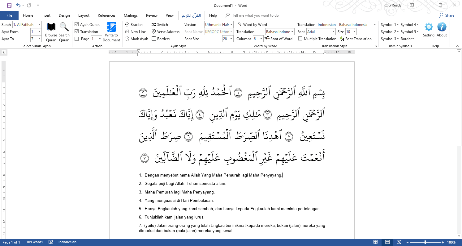 Download Quran in Word 3.0 2018 Cara Penggunaannya