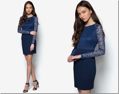 Navy Blue Lace Dress Elegant and Fashionable